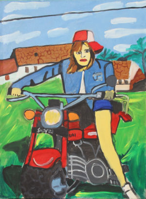 Fille à la moto